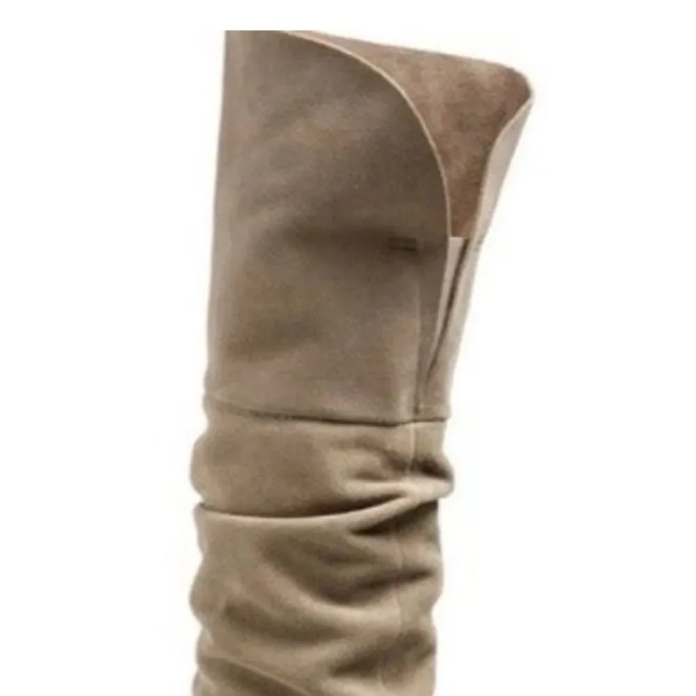 Chinese Laundry Size 8 Over the Knee  Gray Suede Heeled Boots